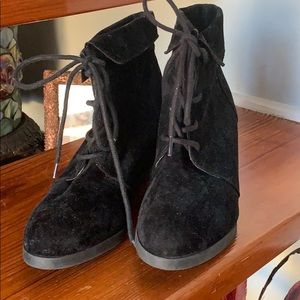 Madden Girl black suede ankle boots, like new